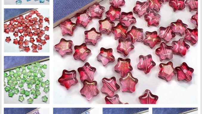 เครื่องประดับ กิ๊บติดผม ลูกปัดแก้ว รูปดาว ขนาดเล็ก 8 มม. สไตล์โบราณ แฮนด์เมด DIY 10 ชิ้น ต่อแพ็ค 10 กรัม 10 ชิ้น
