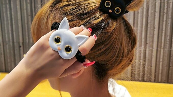 COD❤️น่ารักแมวขนเชือกผ้าศิลปะผมแหวนสาวผมเชือกง่าย headwear - A.one