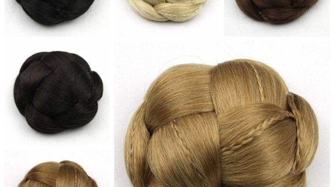 Oceanmap มวยปลอม ผมเจ้าสาว ธรรมชาติ ถัก Chignon เครื่องประดับผม ต่อผม ที่มองไม่เห็น สังเคราะห์ ฮั่นฝู ผม Chignon ทนความร้อน ไฟเบอร์