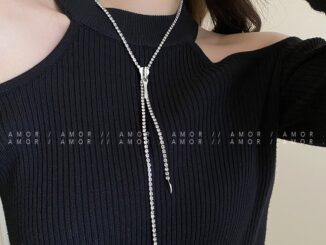 สร้อยคอโซ่เงิน ประดับเพชร หรูหรา ปรับขนาดได้