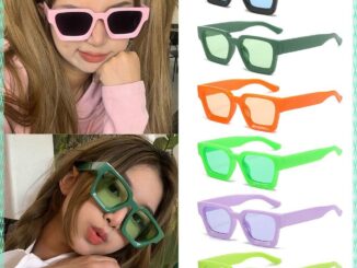 Shoogth แว่นตากันแดดแฟชั่น ทรงสี่เหลี่ยมผืนผ้า แบบหนา ป้องกัน UV400 Y2K สีดํา สําหรับผู้หญิง และผู้ชาย