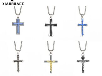 Xiaoboacc สร้อยคอโซ่สเตนเลส จี้ไม้กางเขน สไตล์ฮิปฮอป 60 ซม. สําหรับผู้ชาย และผู้หญิง