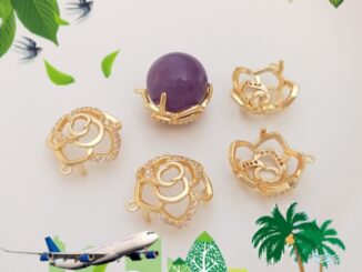 ❤️เครื่องประดับ DIY❤️จี้คริสตัล ไข่มุก ชุบทอง 14k รูปดอกกุหลาบ ฝังเพทาย ทรงกลม แฮนด์เมด DIY[ฝาลูกปัด/สร้อยข้อมือ/สร้อยคอ/ต่างหู/กําไลข้อมือ]