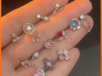 Jojo COCO พรีเมี่ยม เพทาย ต่างหูสตั๊ด กระดูกหู สไตล์เกาหลี มูนสโตน หัวใจ พู่ต่างหู