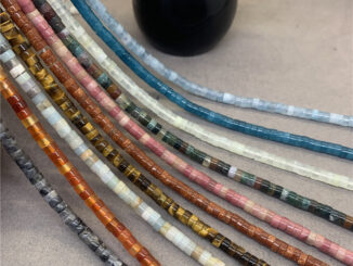 ลูกปัดหินอาเกตธรรมชาติ ทรงกระบอก ขนาดเล็ก 2x4 มม. สีเหลือง 10 แบบ