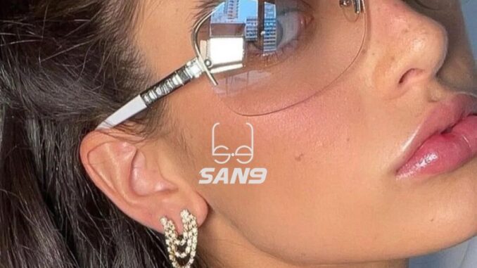 【พร้อมส่ง】COD (San9) แว่นตากันแดด ไร้ขอบ ทรงเว้า ฝังเพชร สไตล์ยุโรป และอเมริกา สําหรับผู้หญิง Y2K