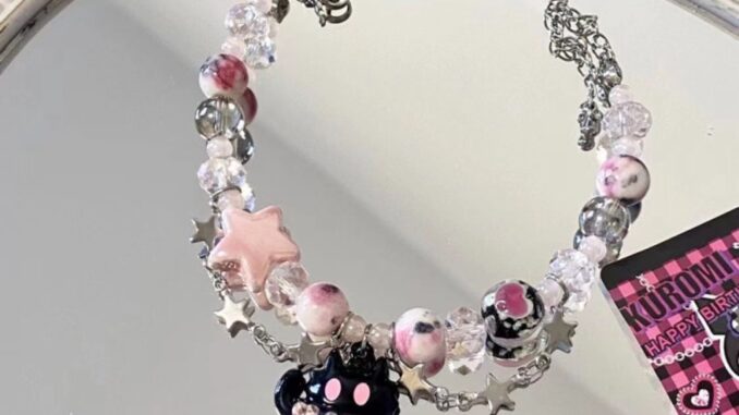 Funny Little Cat Beaded Imitation Crystal Bracelet Natural Stone Small Design Feeling Cool  Advanced Feel Bracelet