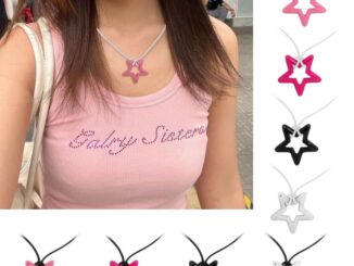 Zuo สร้อยคอโช้กเกอร์ จี้รูปดาวห้าแฉก Y2k สีชมพู สําหรับผู้หญิง