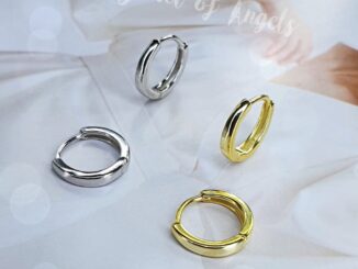 [พร้อมส่ง] ต่างหูห่วงเงินแท้ S925 รุ่น Care ห่วงขอบเหลี่ยมตรงกลางหนา มินิมอล สูงวงนอก12.3mm สีเงิน สีทอง Silver925