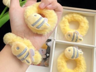 ยางรัดผมหางม้า ยืดหยุ่น ลายการ์ตูนผึ้งน่ารัก สีเหลือง ผ้ากํามะหยี่ขนนิ่ม เครื่องประดับผม สําหรับเด็กผู้หญิง