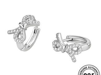 Athena JEWELRY ต่างหูห่วง เงิน 925 ประดับเพชร โมอิส โบว์ สําหรับผู้หญิง E333-THE