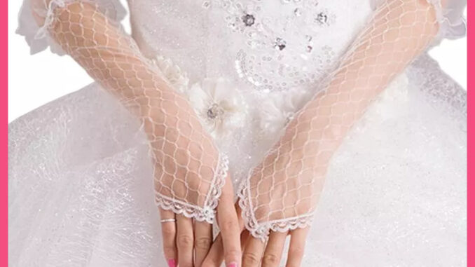 ถุงมือยาว ผ้าตาข่าย แต่งลูกไม้ ประดับเพชร ลายสก๊อต สีขาว เหมาะกับงานพรอม งานแต่งงาน สําหรับผู้หญิง