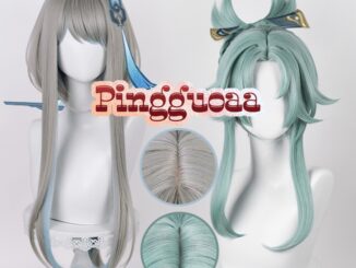 Genshin Impact Guizhong/Madame Ping Cosplay Wig 90cm/45cm Long Grey Heat Resistant Synthetic Wigs