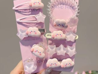 1/6/9 ชิ้น สีชมพู ซีรีส์ น่ารัก เด็กผู้หญิง สีชมพู เมฆ ดาว กิ๊บ หน้าม้า ปากเป็ด คลิป ผ้าโพกศีรษะ อุปกรณ์เสริม