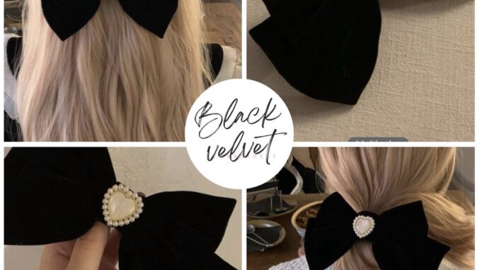 Black velvet french clip ส่งจากไทย กิ๊บโบว์รัดผม ยางรัดผมแบบม้วนโบว์ ที่หนีบผม ริบบิ้น H38