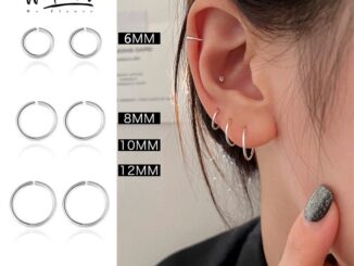 We Flower ต่างหูห่วง เงิน 925 ทรงกลม สไตล์พังก์ มินิมอล สําหรับผู้หญิง