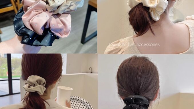 ยางรัดผม ผ้าซาติน สไตล์ฝรั่งเศสเรโทร สําหรับเด็กผู้หญิง จํานวน 1 ชิ้น