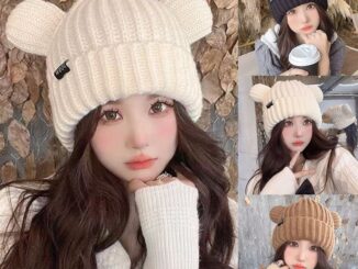 หมวกบีนนี่ ผ้าขนสัตว์ถัก แต่งหูแมว ลายหูหมี และตัวอักษร เข้ากับทุกการแต่งกาย สไตล์สตรีท