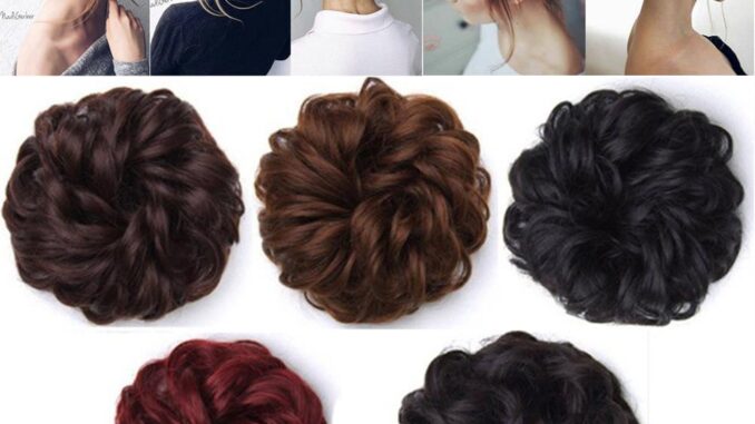 Daiga ยางรัดผมโดนัท สีน้ําตาลธรรมชาติ ยางรัดผมปลอม แบบหูรูด ผมหยิก Chignon
