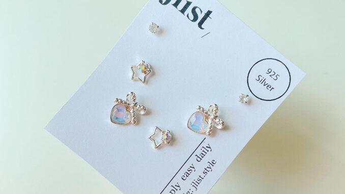Jlist ต่างหูก้านเงินแท้ 92.5 เซ็ต  โบว์/⭐️เพชร
