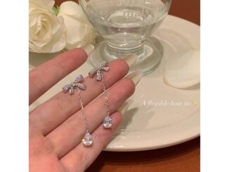 ใหม่ ต่างหูแฟชั่น รูปหยดน้ํา ประดับโบว์ พลอยเทียม สไตล์คลาสสิก ไฮเอนด์ 2023
