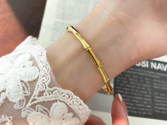 มาใหม่ กําไลข้อมือ สเตนเลส ลายไม้ไผ่ ป้องกันการหมองคล้ํา