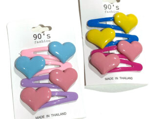 กิ๊บติดผม ป๊อกแป๊ก- ยุค90 หัวใจ  ชุด4 ตัว ตัวละ8บาท