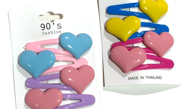 กิ๊บติดผม ป๊อกแป๊ก- ยุค90 หัวใจ  ชุด4 ตัว ตัวละ8บาท