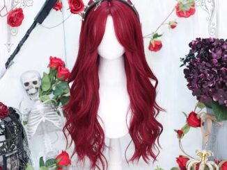วิกผมยาวหยิก สีไวน์แดง ไม่มีหน้าม้า คอสเพลย์โลลิต้า สําหรับผู้หญิง
