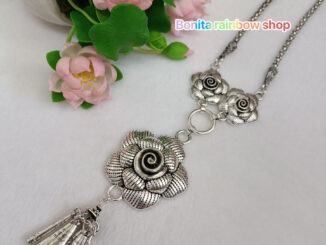 เครื่องประดับชุดไทยล้านนา ชุดเซ็ทสีรมดำ ลายกุหลาบ รุ่น K0021 (แบบแยก)