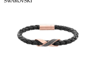 ✨พร้อมส่ง✨Swarovski สร้อยข้อมือเชือกหนังถัก สีดํา หรูหรา ของขวัญวันเกิด สําหรับคู่รัก