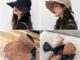 Superaf หมวกปีกกว้าง ประดับโบว์ ระบายอากาศ แฟชั่นฤดูร้อน สําหรับผู้หญิง