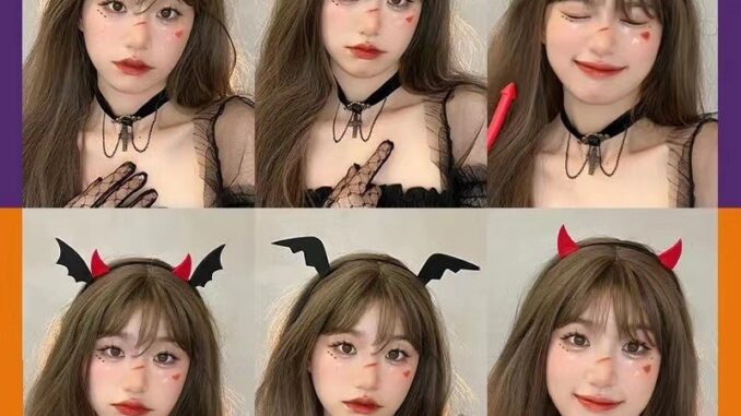 ที่คาดผม รูปปีศาจน้อยน่ารัก สีดํา สําหรับปาร์ตี้ฮาโลวีน