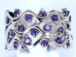 PLINTH แหวนเงินแท้ 925 อเมทิสต์เพชร Tanzanite End เพชรเต็ม112