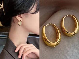 Lovito ต่างหูโลหะ ทรงรี หรูหรา สำหรับผู้หญิง LFA06221 (สีทอง / สีเงิน)