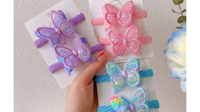 123พร้อม ยางรัดผม ผีเสื้อแสนสวย สีหวาน มัดผม ยืดดี ไม่กินผม