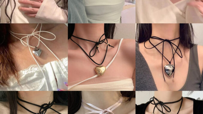 สร้อยคอ โช้กเกอร์ผูกคอจี้หัวใจพร้อมส่ง
