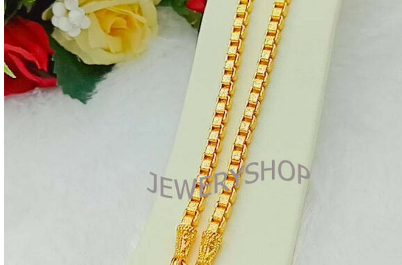 M092 สร้อยคอหุ้มทองหนัก2บาท ลายทาโร่ ยาว 24 นิ้ว  พร้อมตะขอปั๊ม 92.5 % ใส่ลงน้ำได้