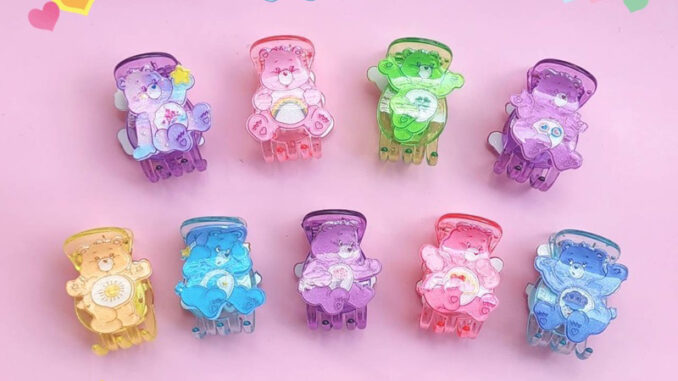 กิ้บหนีบผมตัวใหญ่ ลายหมีสายรุ้ง พร้อมส่ง 8 สี   ลายคมชัด น่ารักมากค่ะ