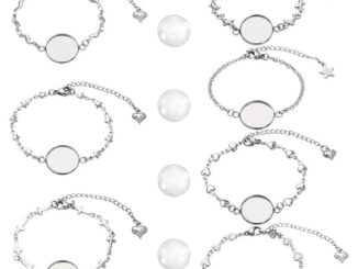 กรอบสร้อยข้อมือ สเตนเลส 304 ทรงกลม แบน 16 มม. 14 ชิ้น และถาดเปล่า 14 ชิ้น สําหรับทําเครื่องประดับ DIY 28 ชิ้น 1 กล่อง
