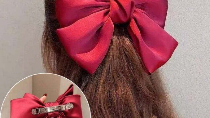 กิ๊บติดผม ประดับโบว์ ขนาดใหญ่ สีแดง แฟชั่นฤดูใบไม้ผลิ สไตล์เกาหลี สําหรับผู้หญิง