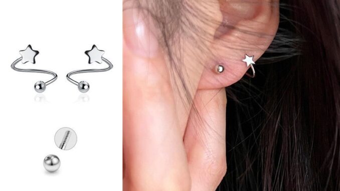 We Flower ต่างหูเงิน 925 แบบเกลียว รูปลูกบอลดาว ขนาดเล็ก มินิมอล เครื่องประดับ สําหรับผู้หญิง ผู้ชาย