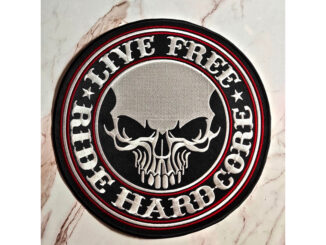 ตัวรีดติดเสื้อขนาดใหญ่ กะโหลก Skull Live Free ตกแต่งเสื้อผ้า แจ๊คเก็ตยีนส์ Hipster Embroidered Iron On Sew on