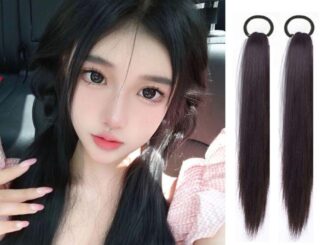 Desmondri วิกผมหางม้าสังเคราะห์ แบบยาวตรง สีน้ําตาล สําหรับผู้หญิง ต่อยมวย