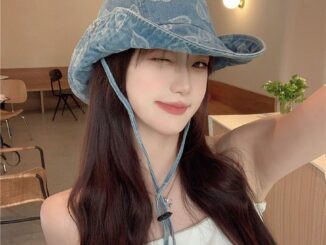 หมวกบังแดด หมวกคาวบอย หมวกยีน สไตล์ญี่ปุ่นย้อนยุค ล้างถังได้ หมวกเดินป่า ตั้งแคมป์กลางแจ้ง สําหรับผู้หญิงและผู้ชาย รัก Jacquard ปีกใหญ่