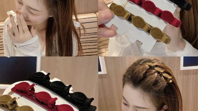 Yunhi กิ๊บติดผมหน้าม้า แบบถักเปีย สองชั้น เพื่อความสวยงาม