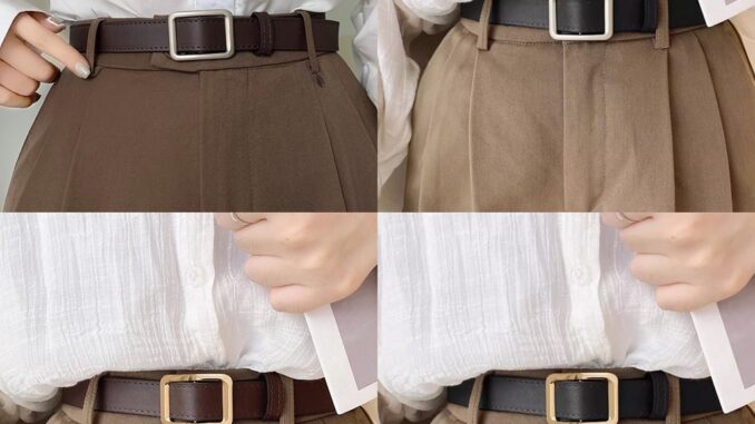 Babybra_Shop เข็มขัดผู้หญิงสีดำสไตล์เรียบง่ายหรูหรา แมทช์ชุดง่ายสุดๆ CBG30