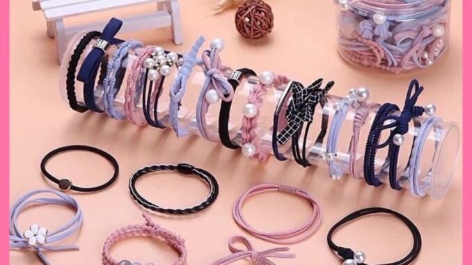 ร้านไทยSiamGift ยางรัดผมเกาหลี ยางรัดผม12ชิ้น มีแบบขวด และ มีแบบถุง 12ชิ้น ยางรัดผม ยางรัดผมเกาหลีคละแบบ