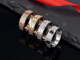 แหวน love ring ฝังเพชรCZ8A ไม่ลอกไม่ดำ สินค้าพร้อมส่ง cat22