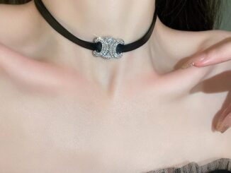 สร้อยคอโซ่หนัง สีดํา สไตล์ฝรั่งเศส เครื่องประดับแฟชั่น
